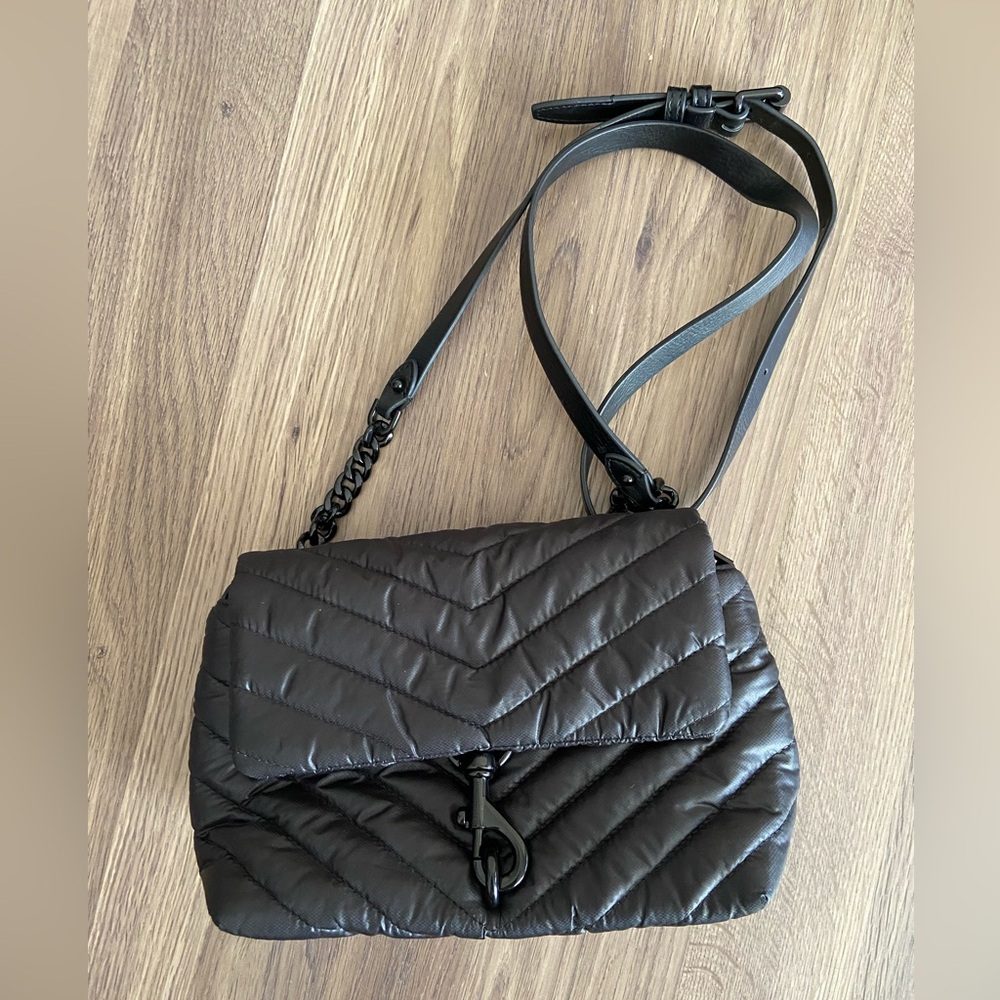 Rebecca Minkoff Black Quilted Chevron Flap Crossbody